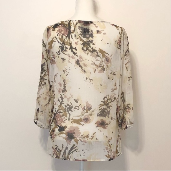 Jules & Leopold Sheer Floral Print Blouse - Picture 4 of 7